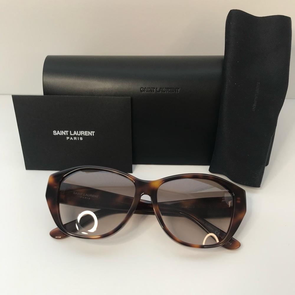 New Authentic Saint Laurent SLM8 Cat Eye Havana Brown Frame/grey Lenses Sunglass - Picture 8 of 15